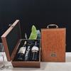 Single/Double Leather Box Wine Bottle Box Luxury Handle Wooden  Organizer Gift Wood Wine Holder for 2 Red Wine Packaging