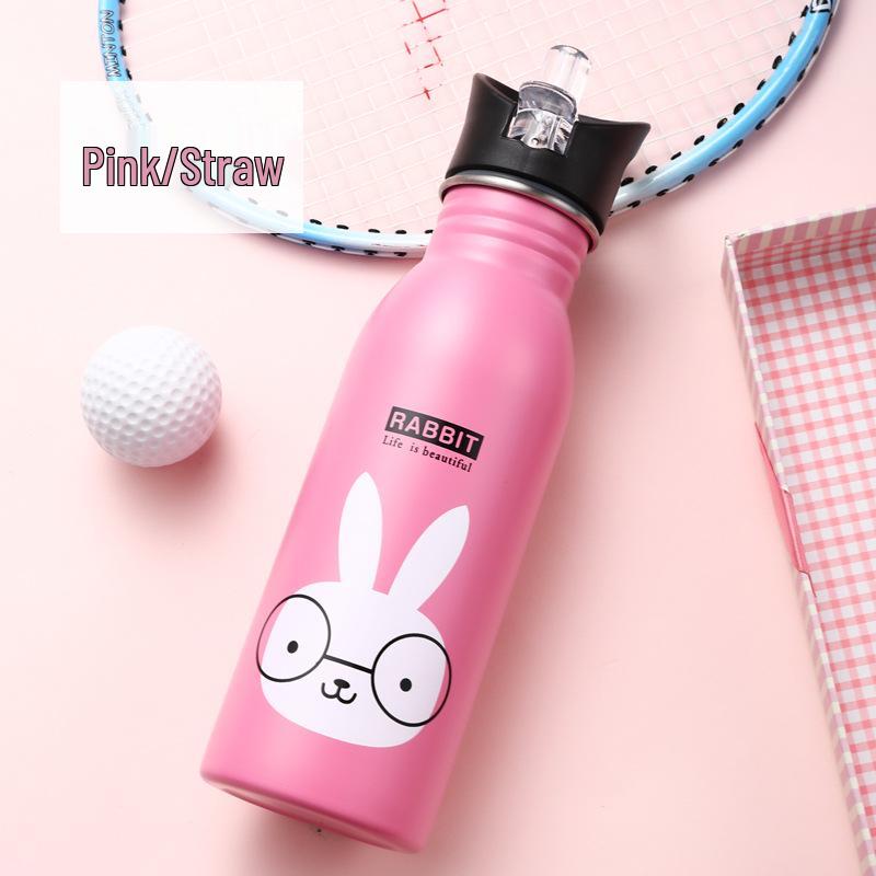 American-Style Children's Sports Water Bottle - 304 Stainless Steel Cartoon Kettle, Portable Fashion Cup, Gift Option