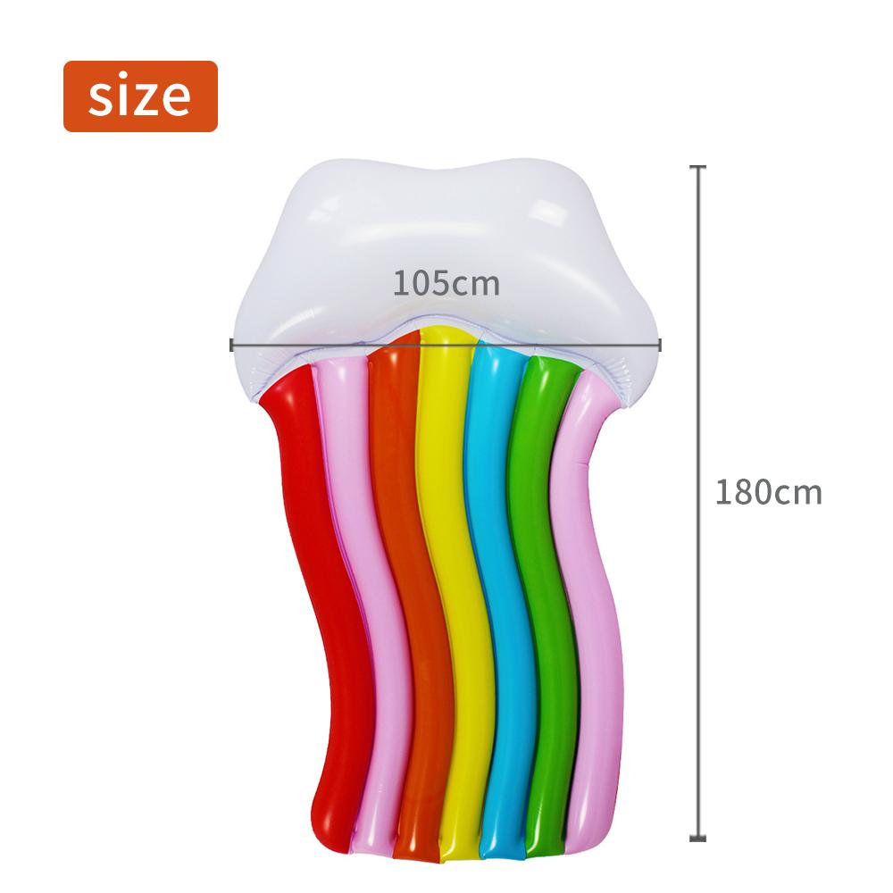 Rainbow Cloud Inflatable Pool Float, Glitter Filled Rainbow Lounge Raft for Adults
