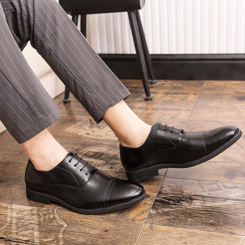 2025 Japanese fashion business leather shoes men's large size formal leather shoes professional office lace-up Oxford shoes