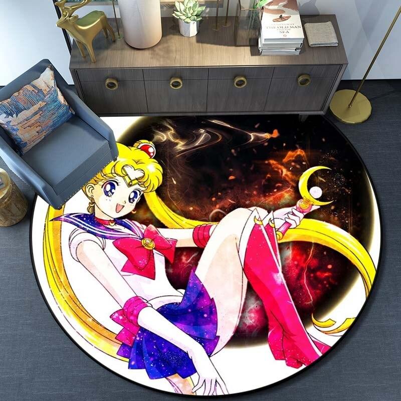 Uroczy Sailor Moon Wodoodporny i antypoślizgowy okrągły ładny dywanik podłogowy okrągły dywanik do salonu dziecięcy namiot do gry w grę dywaniki