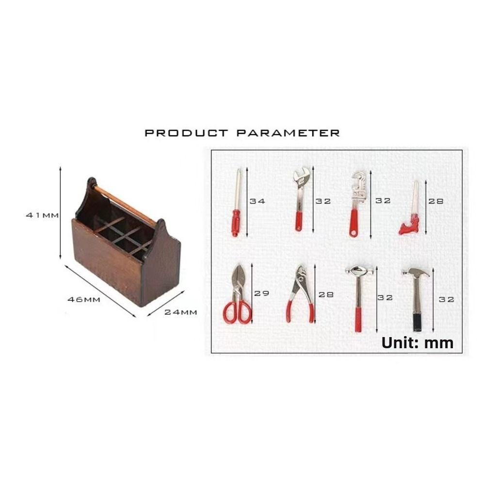 Hammer Wrench Dollhouse Toolbox 1:12 Scale Miniature Toolbox Dollhouse Warehouses Decoration
