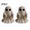 Spooky Cute Home Decor Halloween Ghost Figurine, Funny Middle Finger Statue, Table Decorations, Cartoon Modern Resin Holiday Desktop Ornament