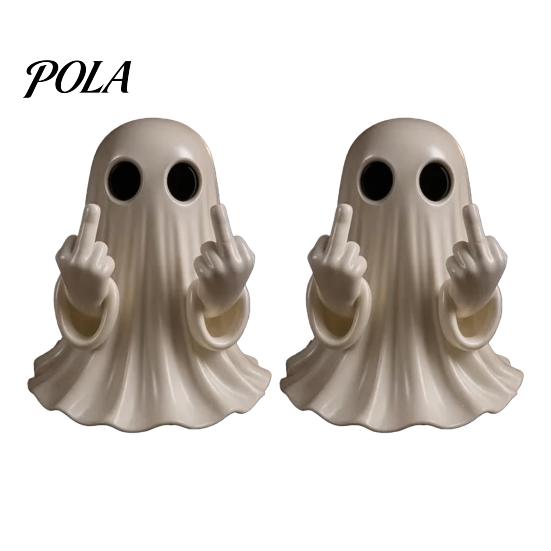 Spooky Cute Home Decor Halloween Ghost Figurine, Funny Middle Finger Statue, Table Decorations, Cartoon Modern Resin Holiday Desktop Ornament