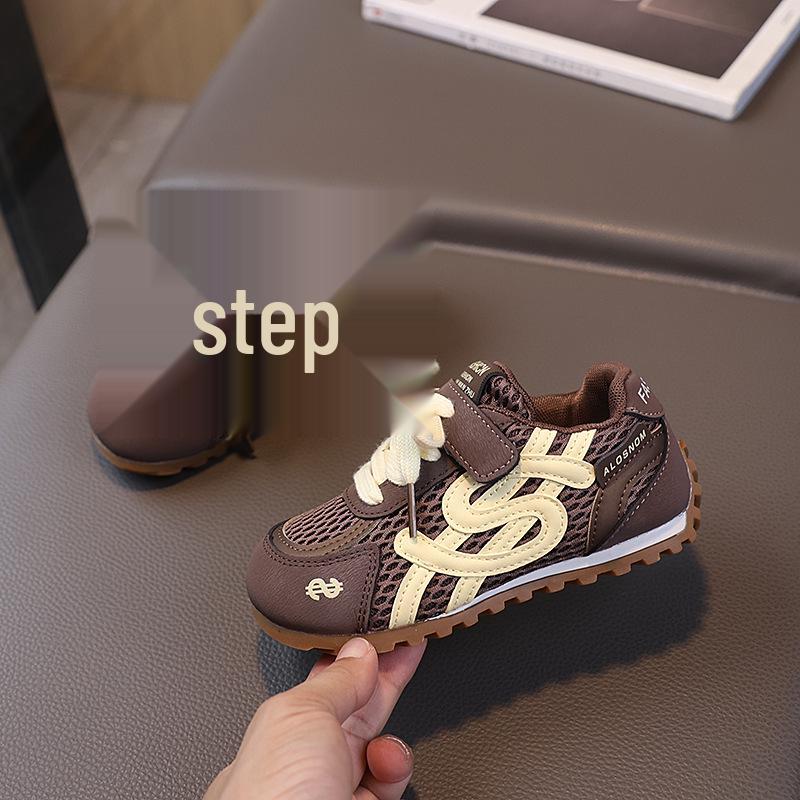 

2025 Kids Breathable Mesh Sneakers: Forrest Gump Style, Soft Sole Running Shoes for Boys and Girls Size 31 - Insole Length 19.8 CM коричневый
