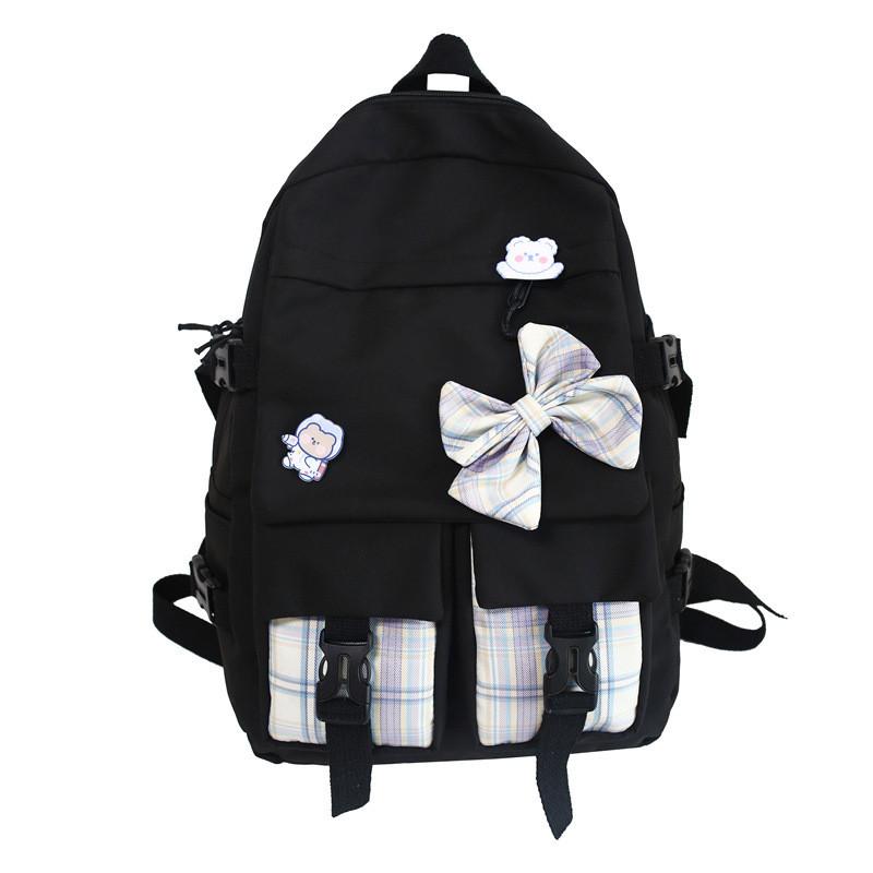 School Bow Backpack With Nylon Material And Zipper Closure For Daily Commute
