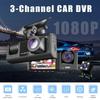 New 3 Channel Dash Cam for Car Camera 1080P Video Recorder Dashcam Black Box Dual Lens Inside Car DVR Rear View Camera Car Accessory