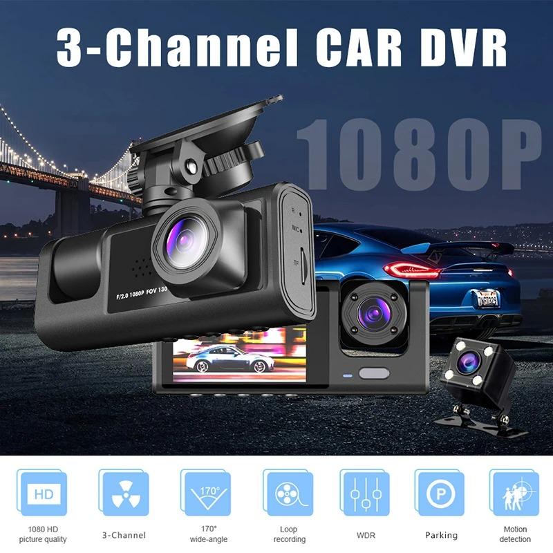 3 Channel Dash Cam for Car Camera 1080P Video Recorder Dashcam Black Box Dual Lens Inside Car DVR Rear View Camera Car Accessory