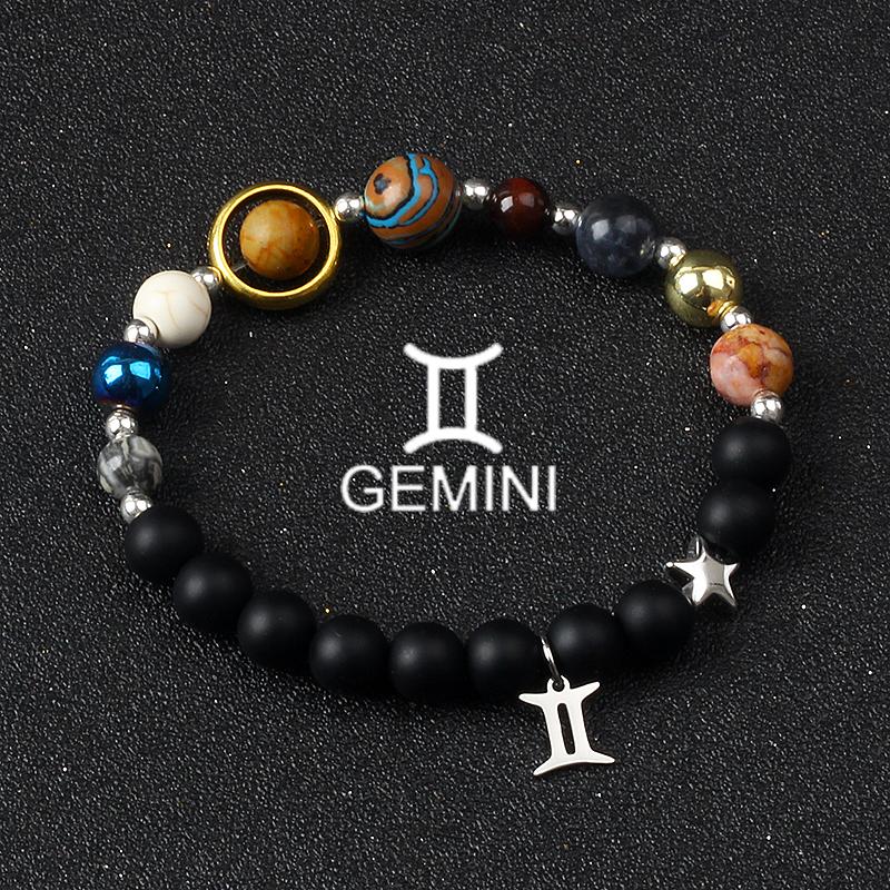 Solar System Galaxy Planets Bracelets for Women Women Zodiac Virgo Cancer Leo Libra 12 Constellation Charm Bracelet Jewelry Gift