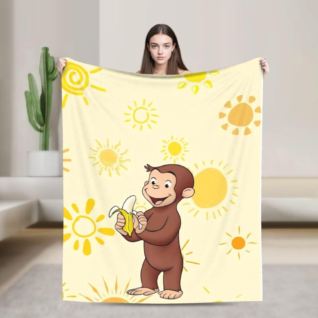 Curious George African Monkey Blanket Multi-size Super Soft and Warm Throw Blankets for Sofa Couch and Bed