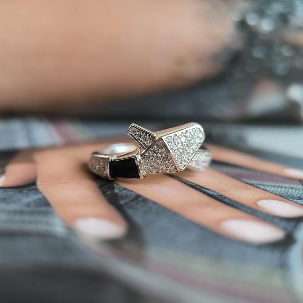 Silberring mit Zirkonia, Emaille, Artikelgewicht 3,83 g (2192725)