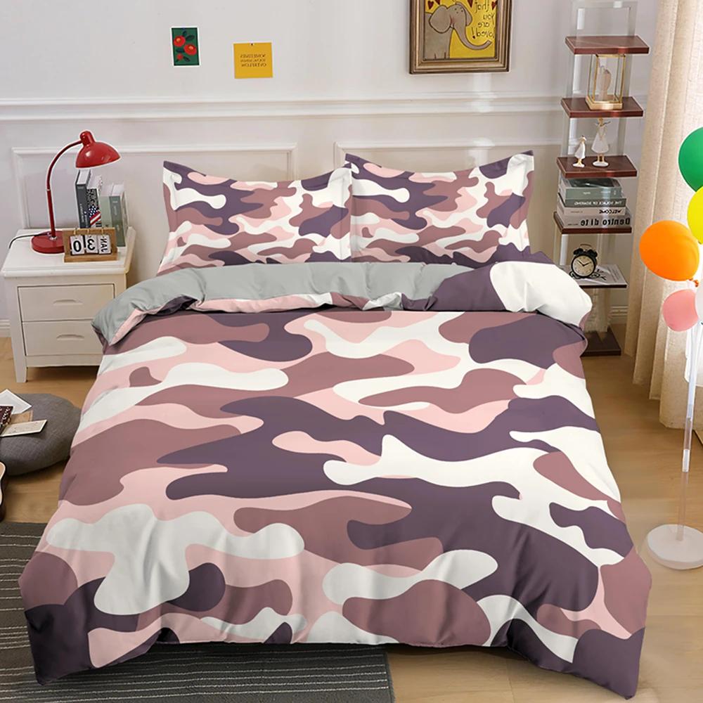Kamuflasje Sengetøy Sett Gutt Tenåring Barn Abstrakt Dynetrekk med Putetrekk King Queen Twin Størrelse Polyester Dynetrekk 2/3 stk