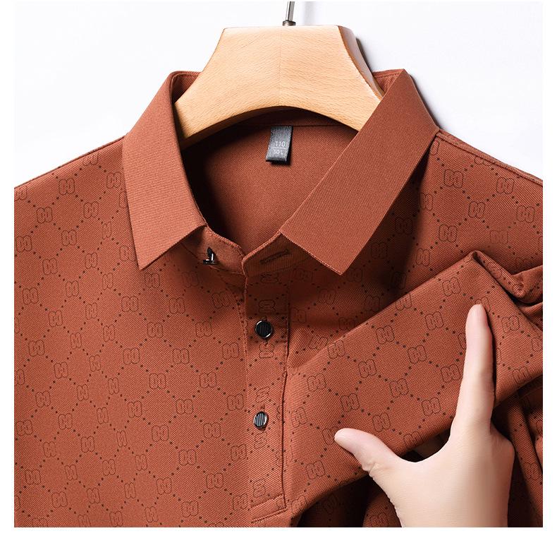 Men's Summer Ice Silk Polo: Loose Fit, Turn-Down Collar, Solid Color, Short Sleeve - New Trend for Middle-Aged