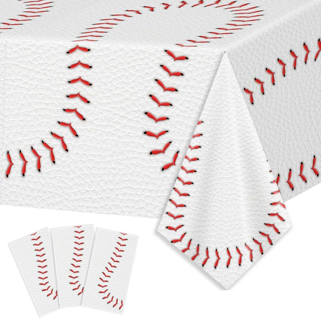 XIENBLOC 3pcs Tablecloths Baseball Birthday Party Supplies Disposable Plastic Tab