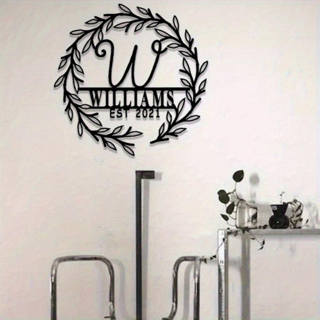 Metal Monogram Name Sign, Personalized Last Name Plaque for Wall, Home Decor Gift, Established Date Embellishment, Vintage Tin Sign