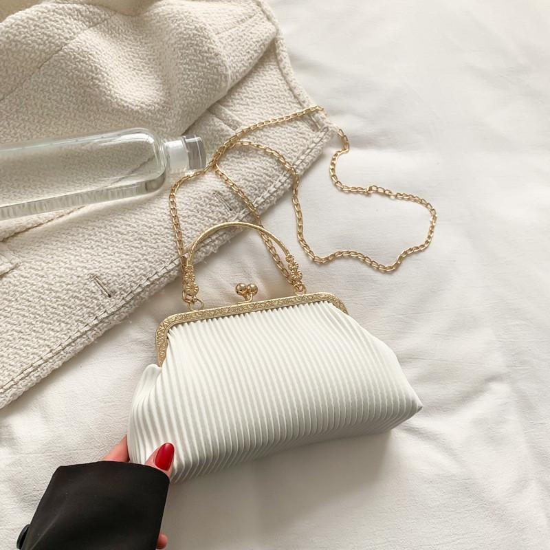 

Chic 2023 Korean Style Women s Chain Shoulder Bag Black Or White Medium Size White