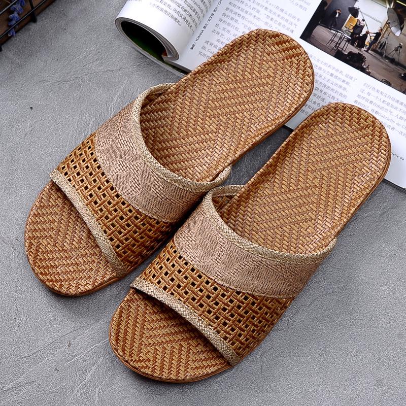 Summer Non-slip Indoor Slippers for Men and Women - Thick Sole, Perfect for Wood Floors and Rattan Matting