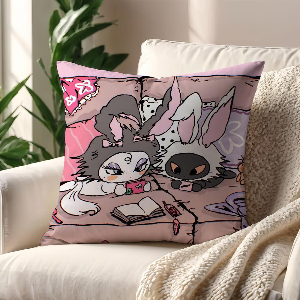 Cartoon Angel Black and White Cat cushion cover Pillow Cover Decoration Room Home Sofa living Office Car Nordic Simplicity