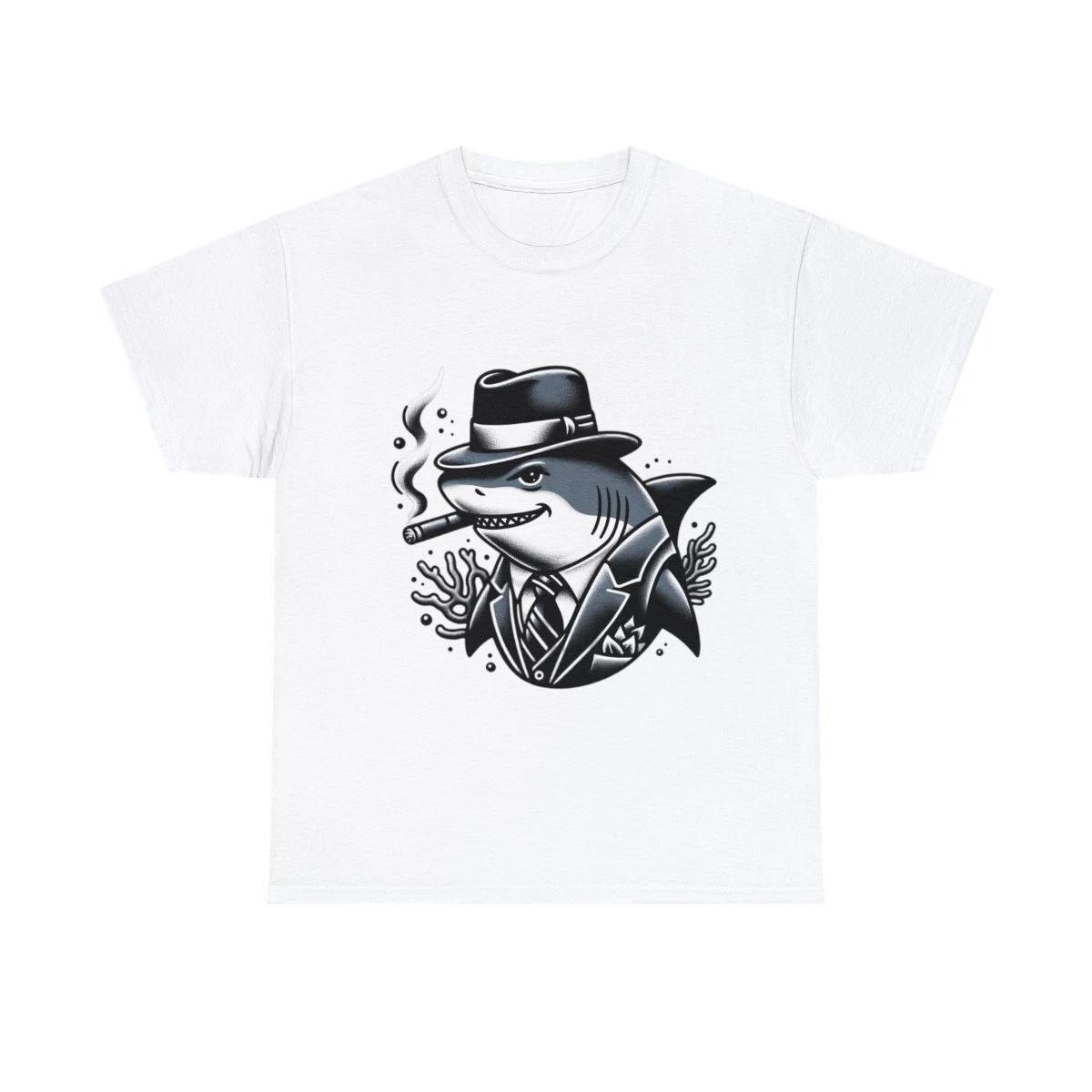 

Unisex Adult T Shirt Gangster Shark Funny Nature Graphic Tee Great White Tattoo L