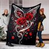 1 Stück Schmetterling Rosen Herz Outdoor Flanelldecke Weiche Ganzjahres Polyesterdecke, Perfekt für Picknicks & Reisen, Picknickzubehör