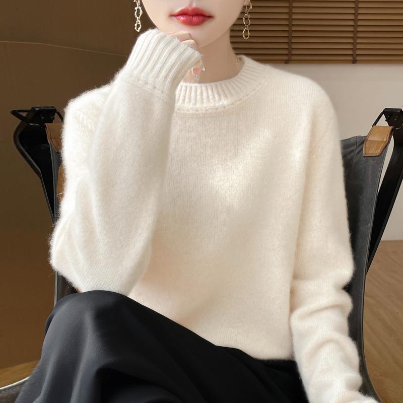 Women's Cashmere Sweater Qinghe Cashmere 30% Cashmere 70% Wool Autumn and Winter Pullover Warm and Fashionable