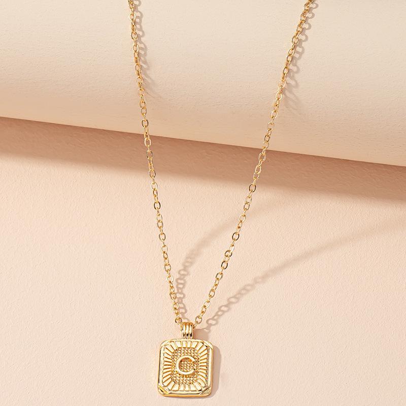 Square Brand 26 English Letter Necklace Hip-hop Necklace Ins Style Female European and American Design Sense Clavicle Chain