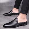 Fashion Men Slippers Genuine Leather Loafers Lazy Penny Shoes High Quality Sandals Slip on Mens Shoe Luxury Brand Half Drag Casual Shoes