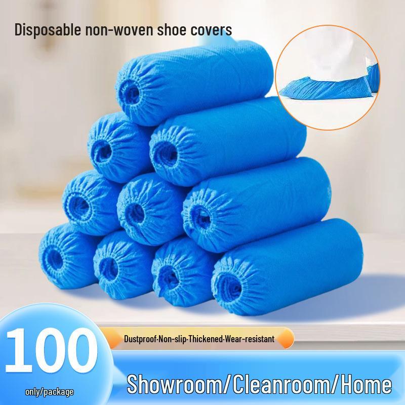 Disposable Non-slip Shoe Covers for Home and Student Use - Thick, Wear-resistant, Dustproof, Non-woven Indoor Foot Covers.