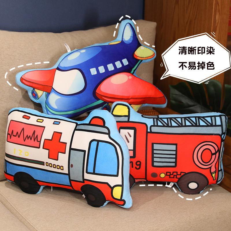 Cartoon Vehicle Throw Pillow Printing Special-Shaped Excavator Car Plane Children'S Early Education Fun Plush Toy
