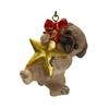 Ubia Pug Holding a Star X X Animal Garden Christmas Tree H23099 Ornament, 5.5 4.3 7.2 Cm, Figurine, Decor, Dog, Ornament, Santa,
