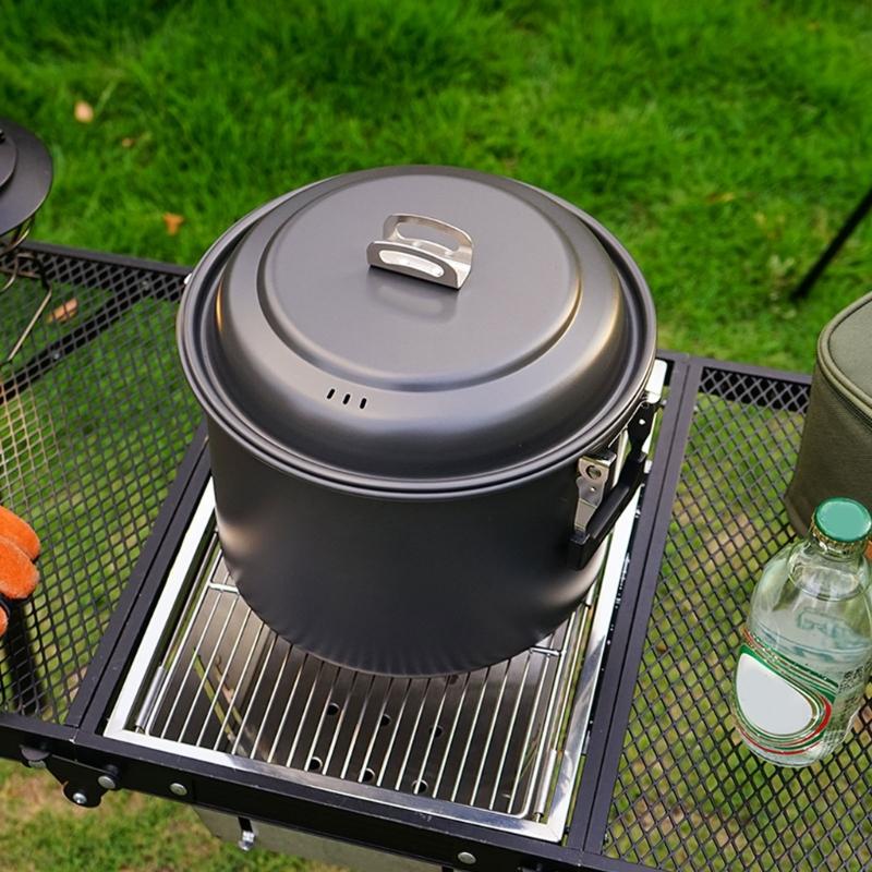 Aluminum Outdoor Camping Pots 6L Large Capacity Multifunctional Cooking Pots Cookware For Picnics, Travel Driving Tours