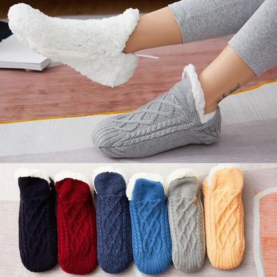 Chaussettes d'intérieur en tissu unisexe, pantoufles thermiques de sol d'intérieur, pantoufles d'hiver Super douces, chaussures de sol