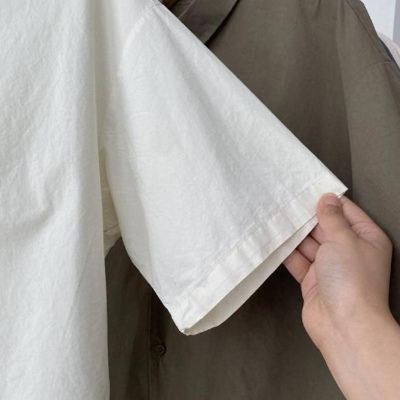 Cotton Shirts Women Vintage Short Sleeve Polo Neck Casual Summer Single Breasted Korean Style One Piece Blouse Women