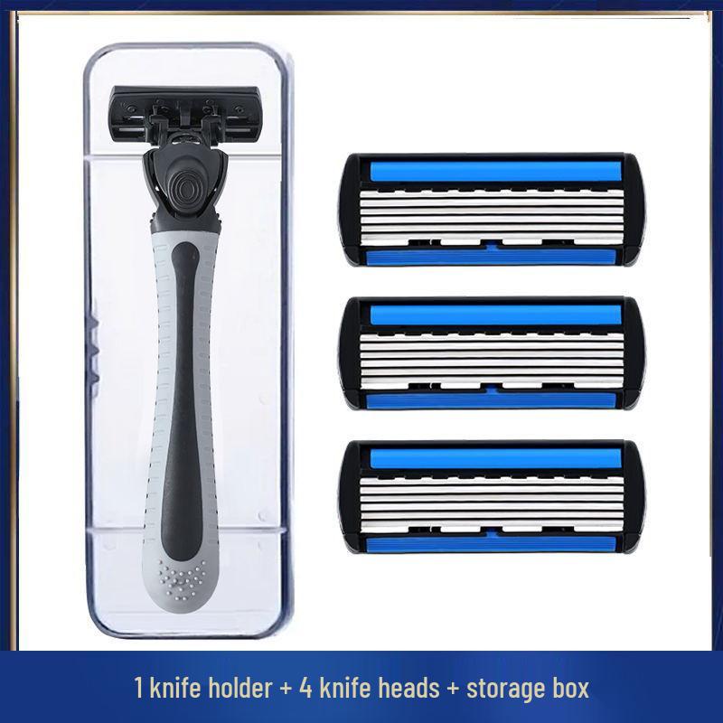 Six-Layer Razor Stainless Steel Shaver for Men with Multi-Layer Shaving Head