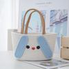 Summer Cute Bunny Portable Tote Bag Women's Fashion Messenger Woven Bag Seaside Beach Vegetable Basket