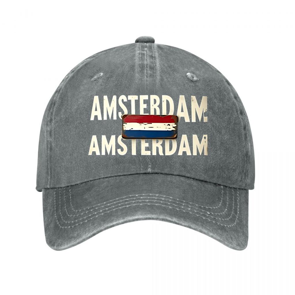 Berretto da Baseball in Cotone Lavato Vintage Amsterdam Berretto da Baseball Lavato