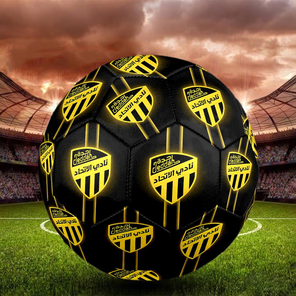Al-Ittihad Club Indoor Soccer Ball Size 5 Colorful All Ages Machine Stitched PVC Competition Ready Durable High-Bounce