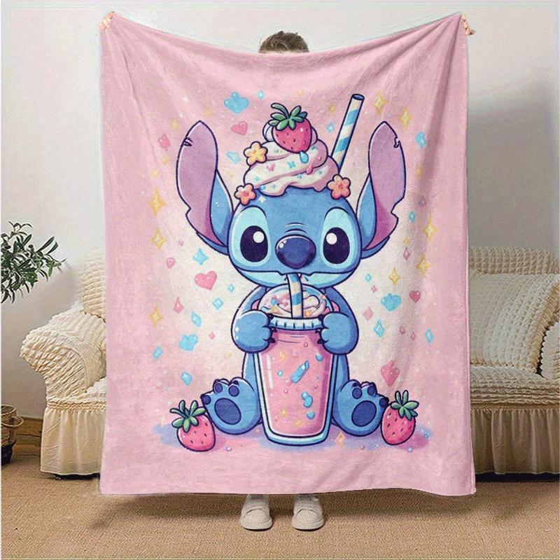 1pc Cute Stitch Printing Blanket - Soft, All-Season Throw for Living Room, Bedroom,Personalized Gift with Adorable Cartoon Design