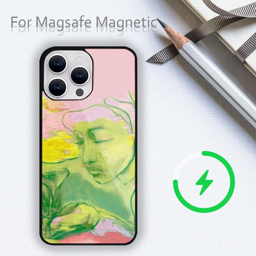 Amybeager Art Etui na telefon dla iPhone 15 14 13 12 11 Plus Pro Max Magsafe Magnetyczne Ładowanie Bezprzewodowe