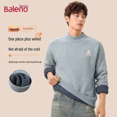 Baleno Men's Winter Fleece-Lined Semi-High Collar Knit Sweater