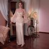 European and American Women's Clothing Cross-border  Autumn New Light Luxury Perspective Bubble Sleeves Satin Waist Celebrity Dress Set