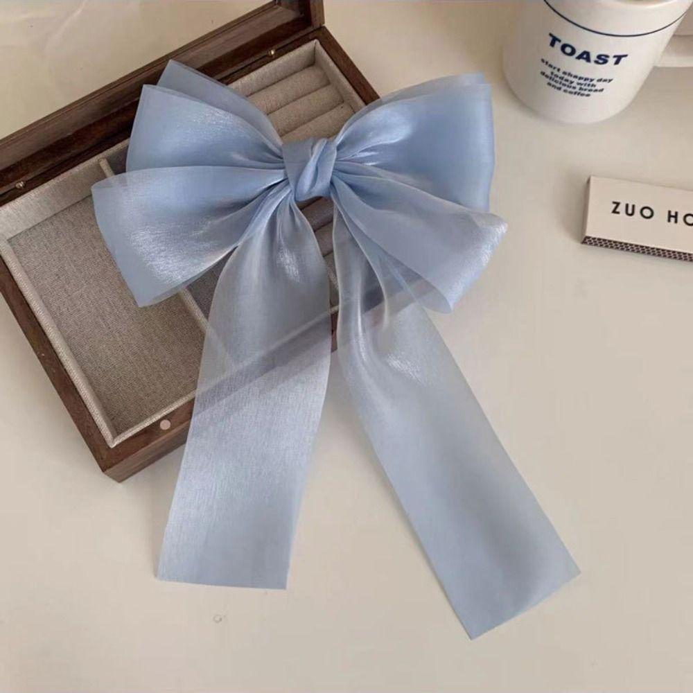 Balletcore Bow Spring Clip Ribbon Mesh Bow Hairpin Cute Balletcore Hair Clip  Girl