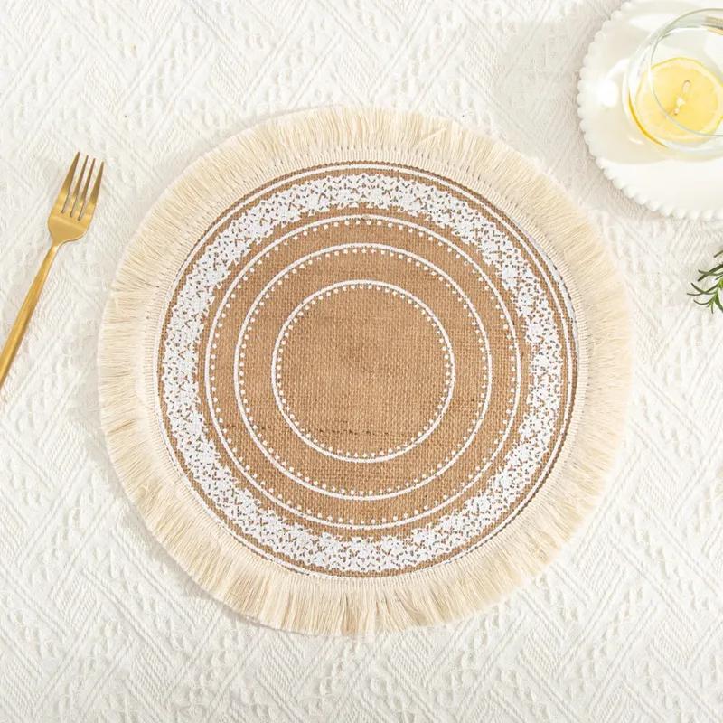 Nordic Style Simple Hand Woven Jute Placemat Plate Mat Retro Restaurant Cotton Linen Decorative Mat Shooting Prop Vase Mat YLE447