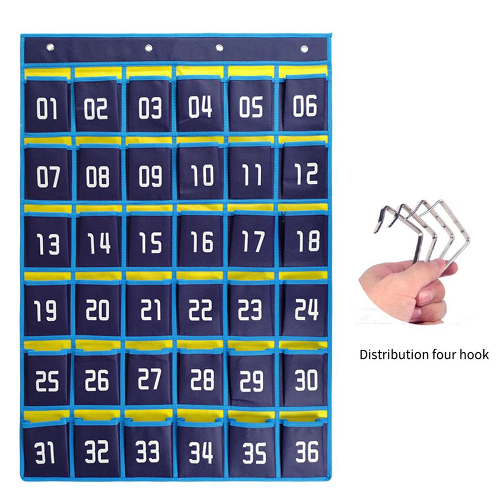 Numbered Pocket Chart Over the Door Organizer Homeschool Supplies Classroom Decor Storage Bags for Cell Phones Calculator Holder
