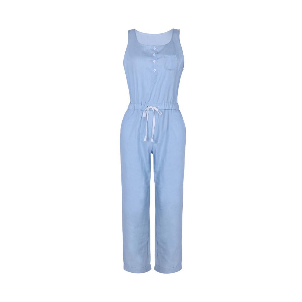 Women Holiday Playsuit Jeans Demin Elastic Waist Button Out Strappy Long Beach Jumpsuit Women Holiday Playsuit Jeans Demin Elastic Waist Button Out Strappy Long Beach Jumpsuit