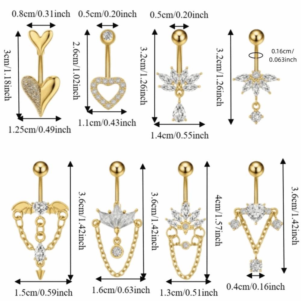 Elegant Gem Navel Piercing Copper Shiny Body Jewelry Crystal Ball Belly Button Rings  Accessories