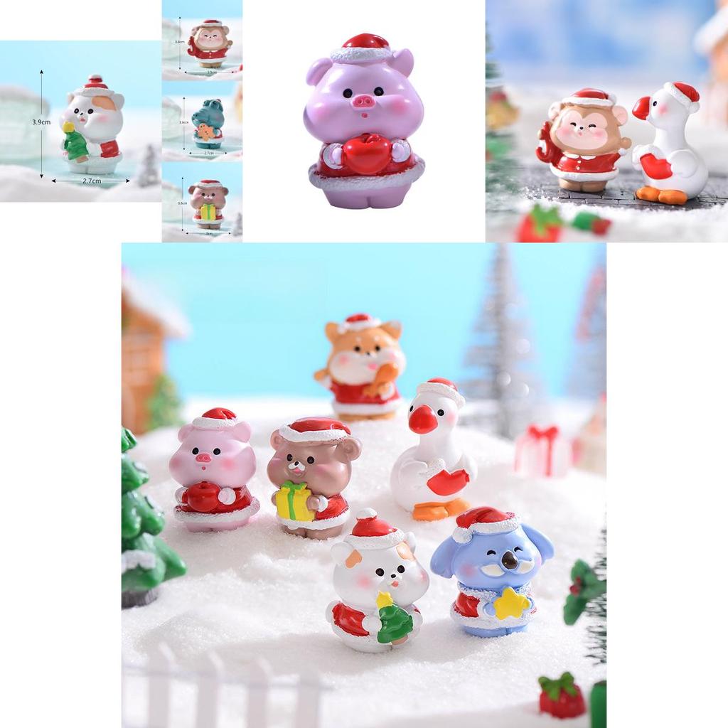 Cute Resin Christmas Animal Figurines For Diy Snow Scenery Craft And Gifts