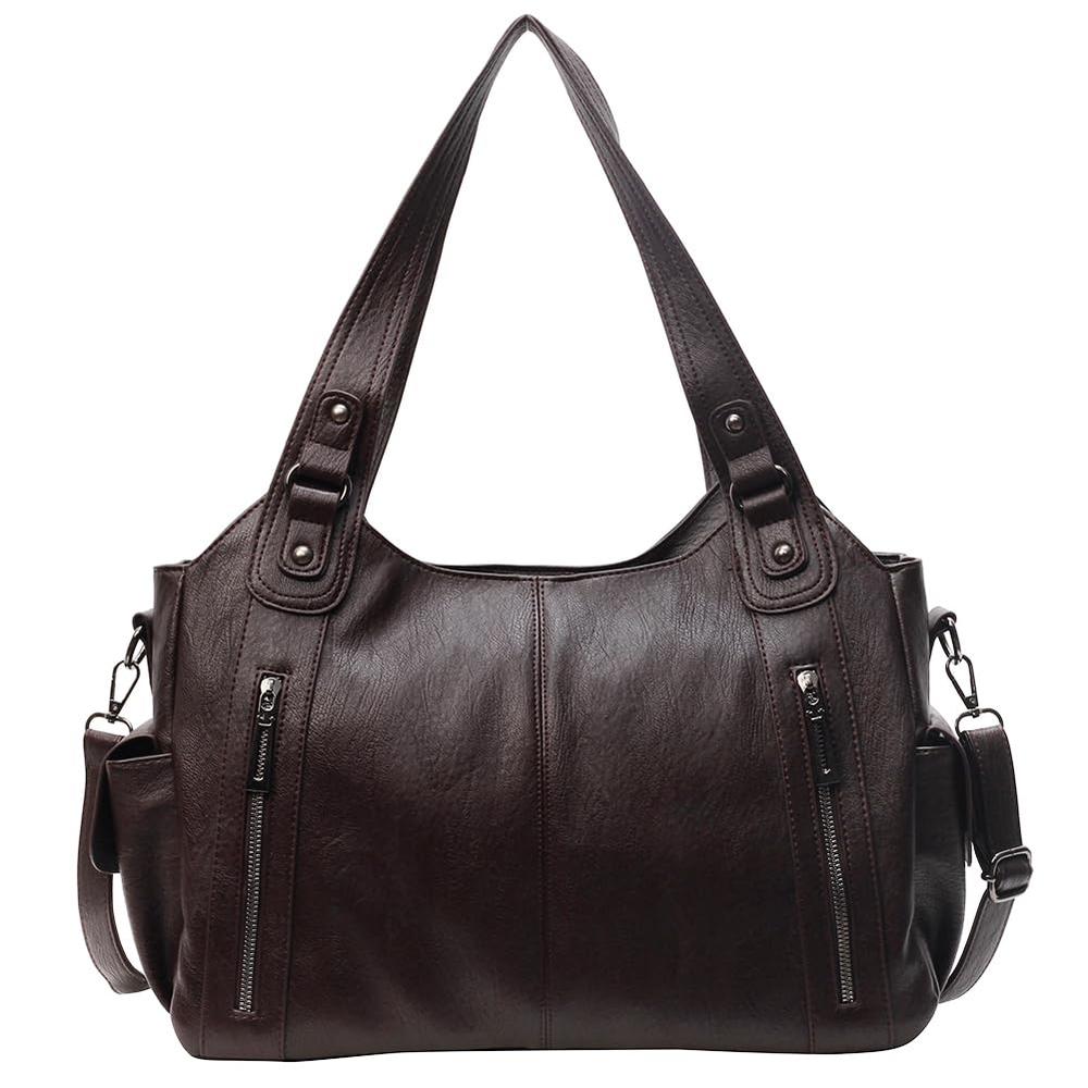 Vintage Shoulder Bag Metal-Studded Oil Wax Leather Bag Motorcycle Bag Cool For Trendy Events Fashion Street Daily Commute