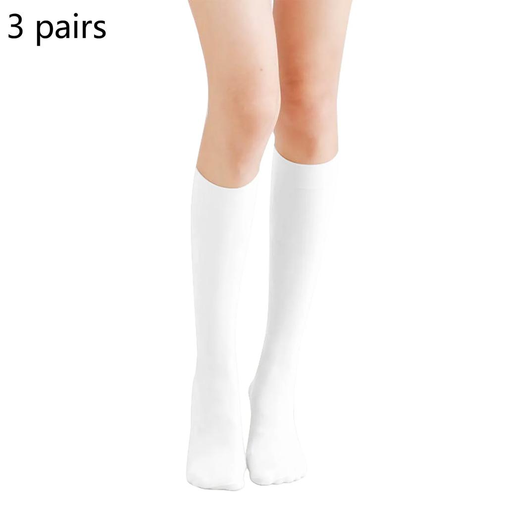 Women's high knee-high stockings spring and autumn medium-thick black and white elastic wear-resistant knee-high socks