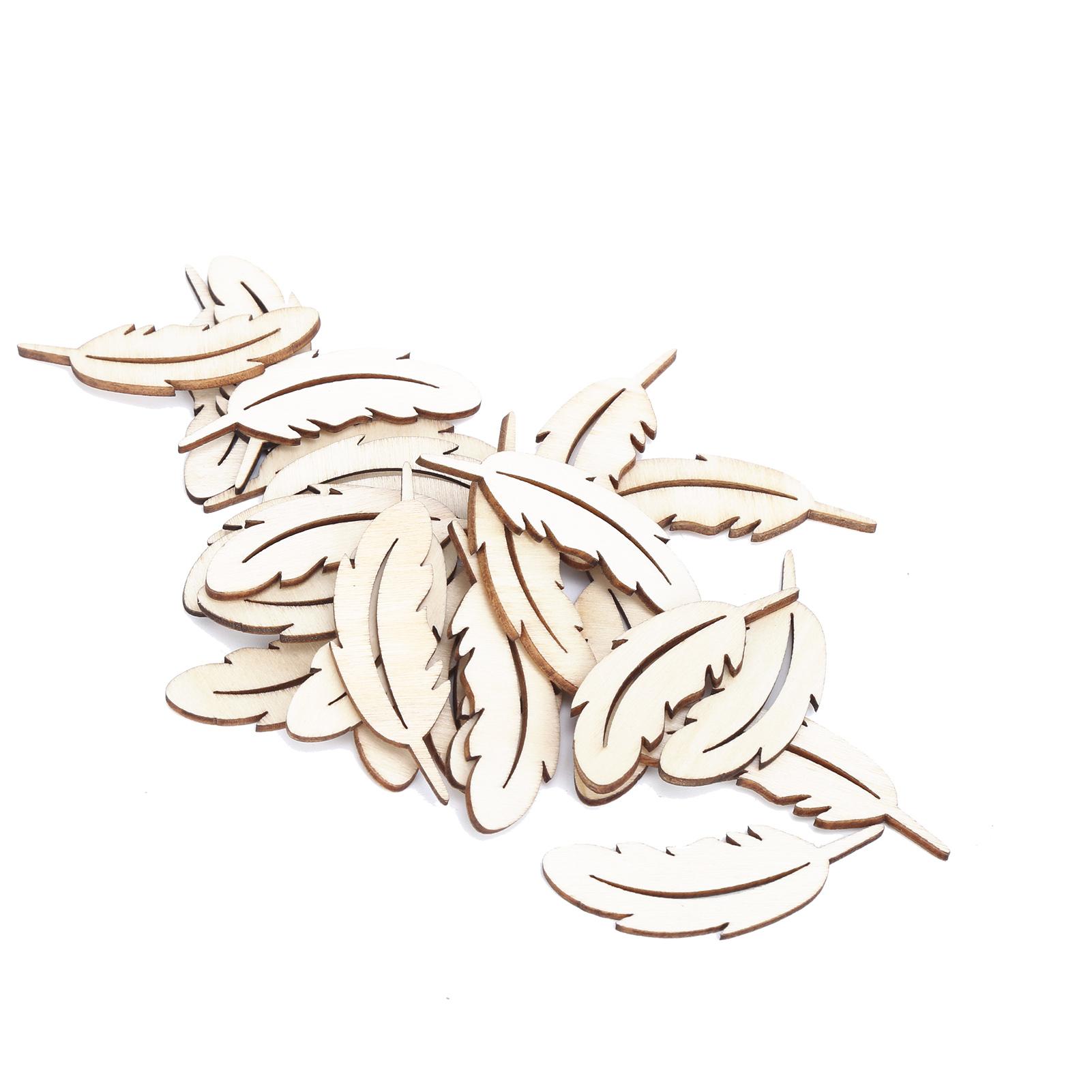 

25 шт. Деревянные спилы Милые перышки Необработанные чипсы Деревянные поделки для декора